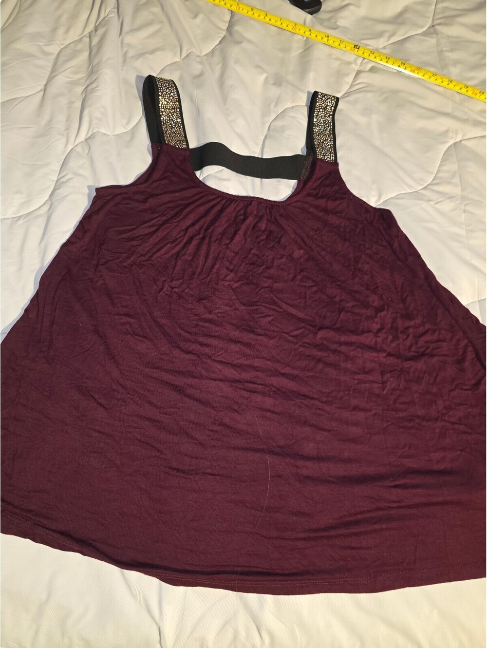 Cable & Gauge Women Tops Jewel Neck Sleevesless burgandy Blouse Size  Large